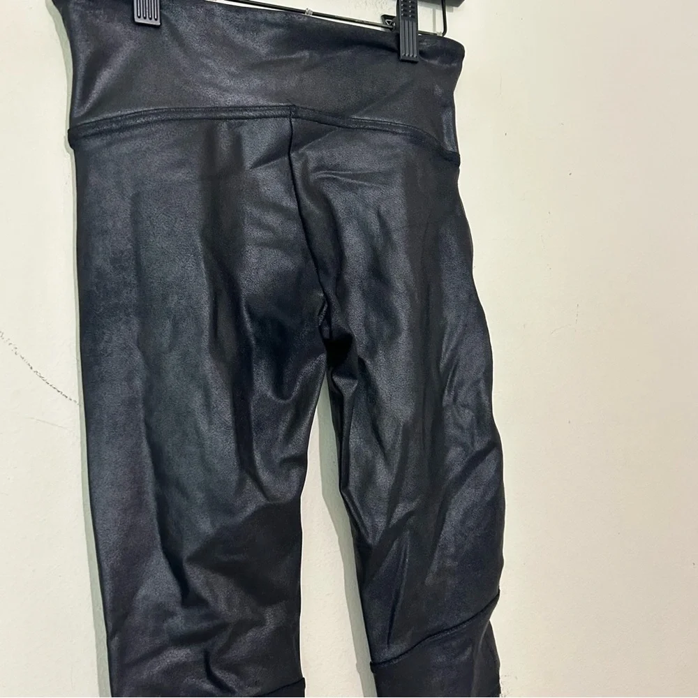 Spanx Faux Leather Black Moto Leggings SIZE SMALL